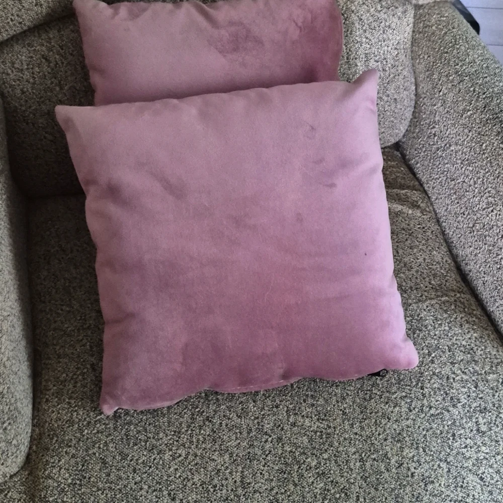 Two Dusty Rose Throw Accent Pillows 12x12